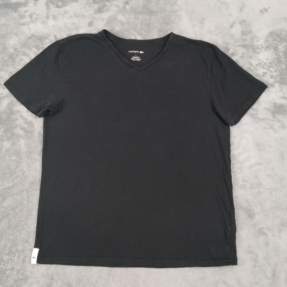 Lacoste Women's Black V-Neck Shirt Size Medium